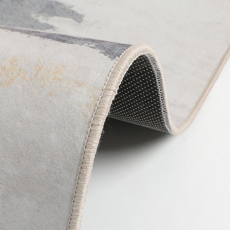 White Modern Carpet Abstract Pattern Polyester Area Rug Stain Resistant Rug for Drawing Room