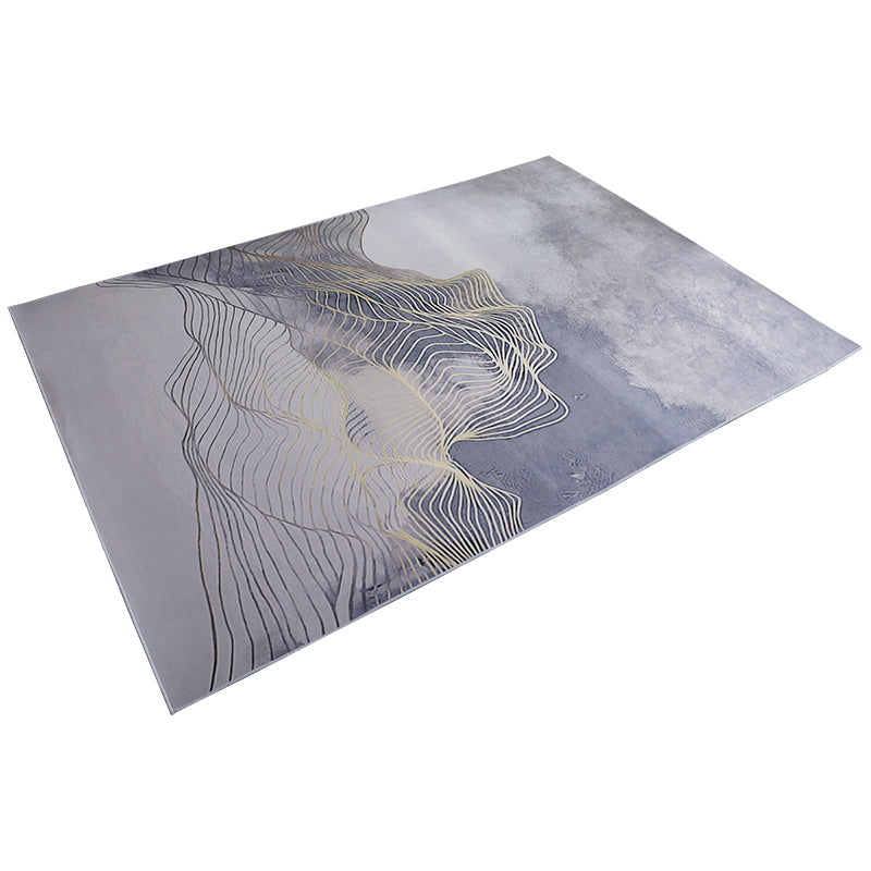 Grijs modern tapijt abstract print polyester gebied tapijt anti-slip gemakkelijke tapijten voor salon