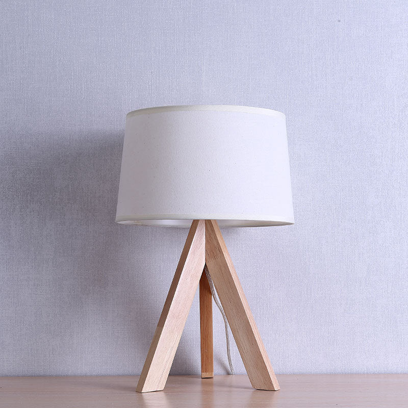 Lampada da comodino a tamburo affusolato modernista in tessuto con 1 lampada da lettura a testa in bianco