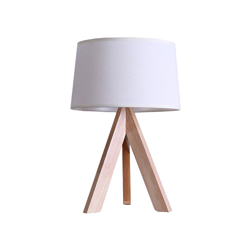 Lampada da comodino a tamburo affusolato modernista in tessuto con 1 lampada da lettura a testa in bianco