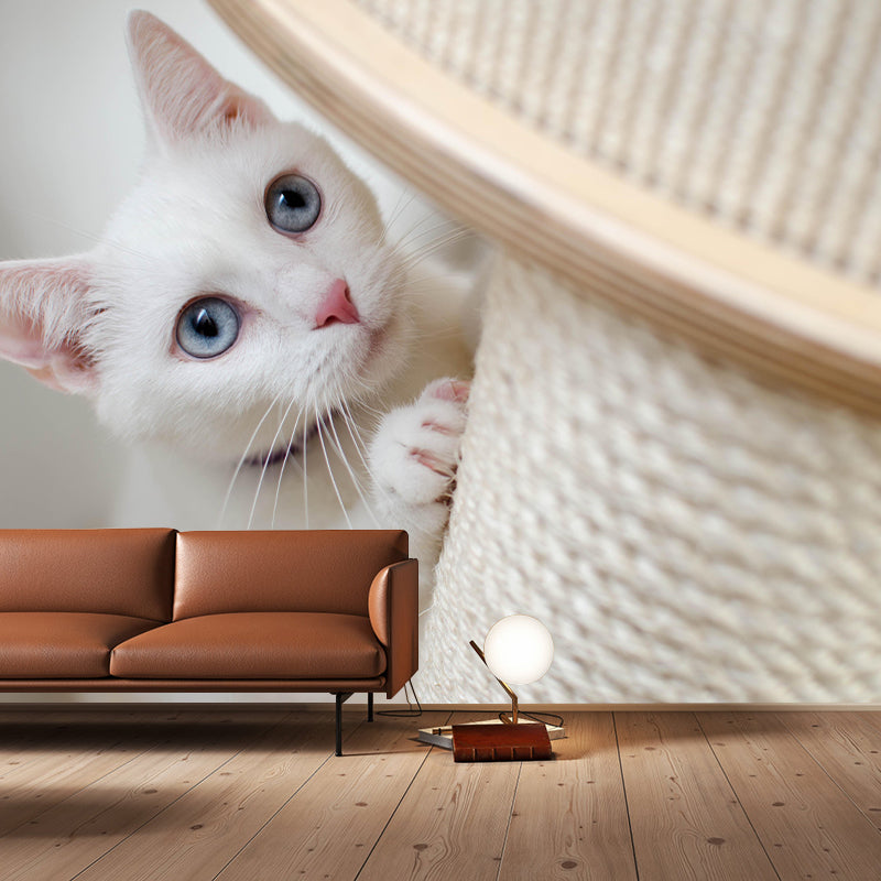 Lovely Cat Wall Mural Wallpaper Mildew Resistant Wall Covering for Decoration