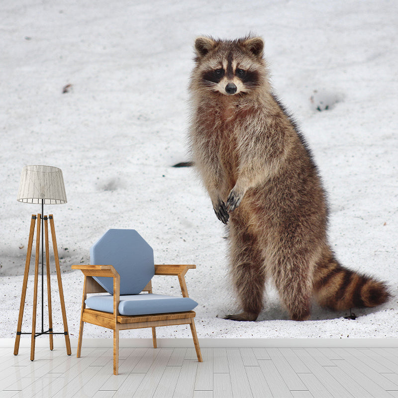 Lovely Raccoon Wall Mural Wallpaper Mildew Resistant Wall Covering for Decoration