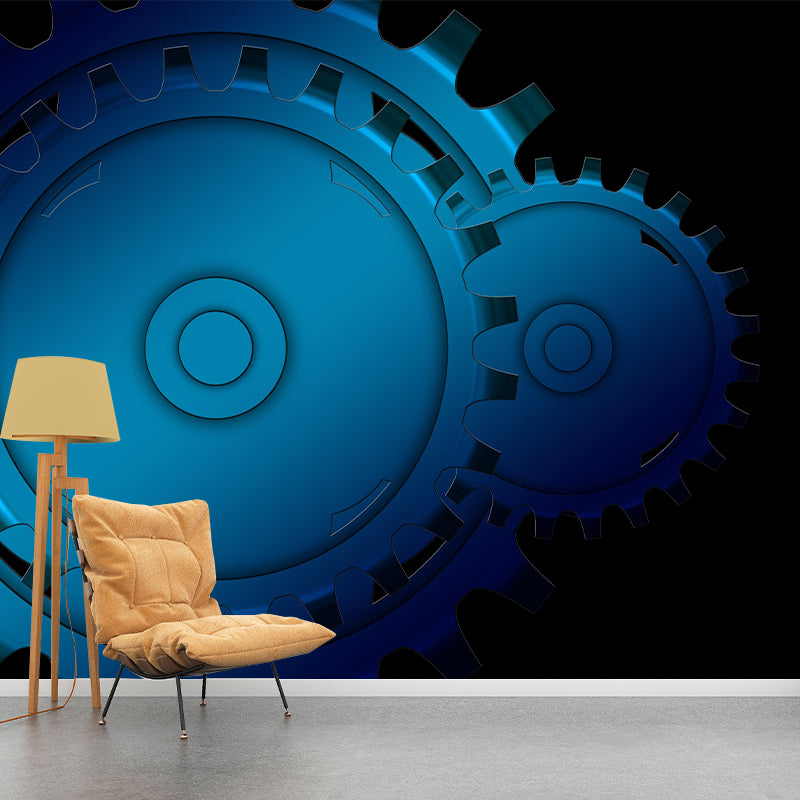 Industrial Gear Wall Mural Wallpaper Mildew Resistant Wall Covering for Repair Shop