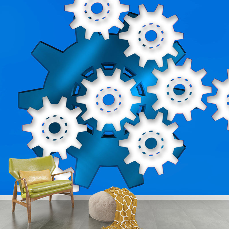 Industrial Gear Wall Mural Wallpaper Mildew Resistant Wall Covering for Garage