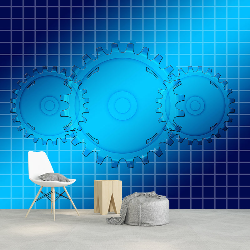 Industrial Gear Mural Wallpaper Mildew Resistant Wall Covering for Wall Decor