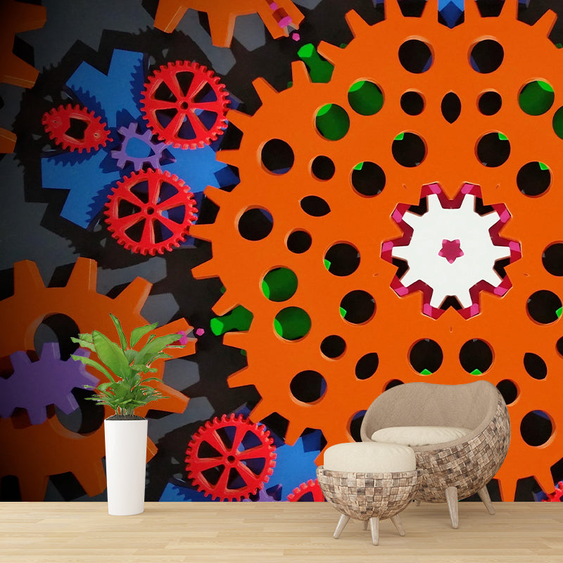Industrial Gear Wall Mural Wallpaper Mildew Resistant Wall Covering for Decoration