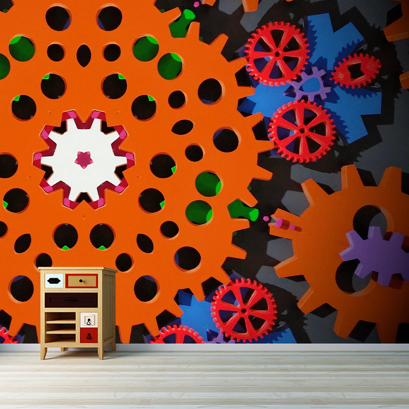 Industrial Gear Wall Mural Wallpaper Mildew Resistant Wall Covering for Decoration