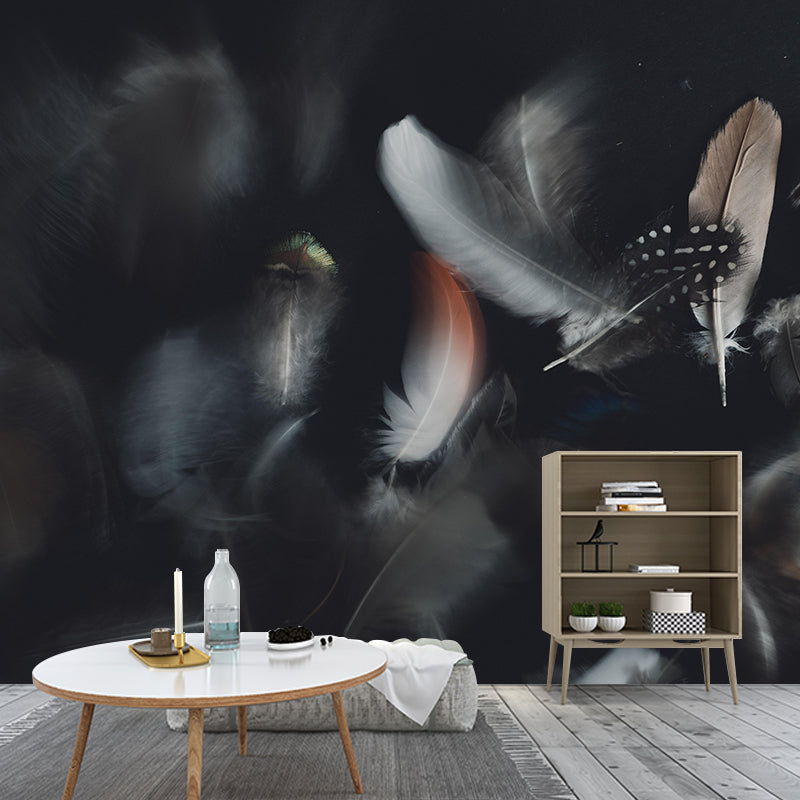 Soft Feather Wall Mural Wallpaper Mildew Resistant Wall Covering for Decoration