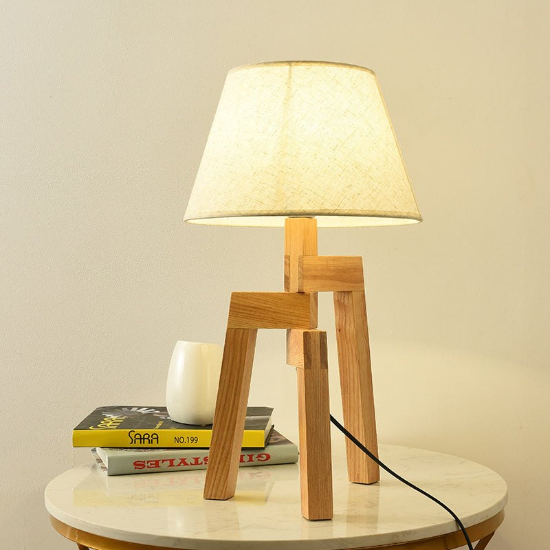Lampada da comodino moderna in tessuto a 1 lampadina con ampia luce di lettura in bianco per soggiorno