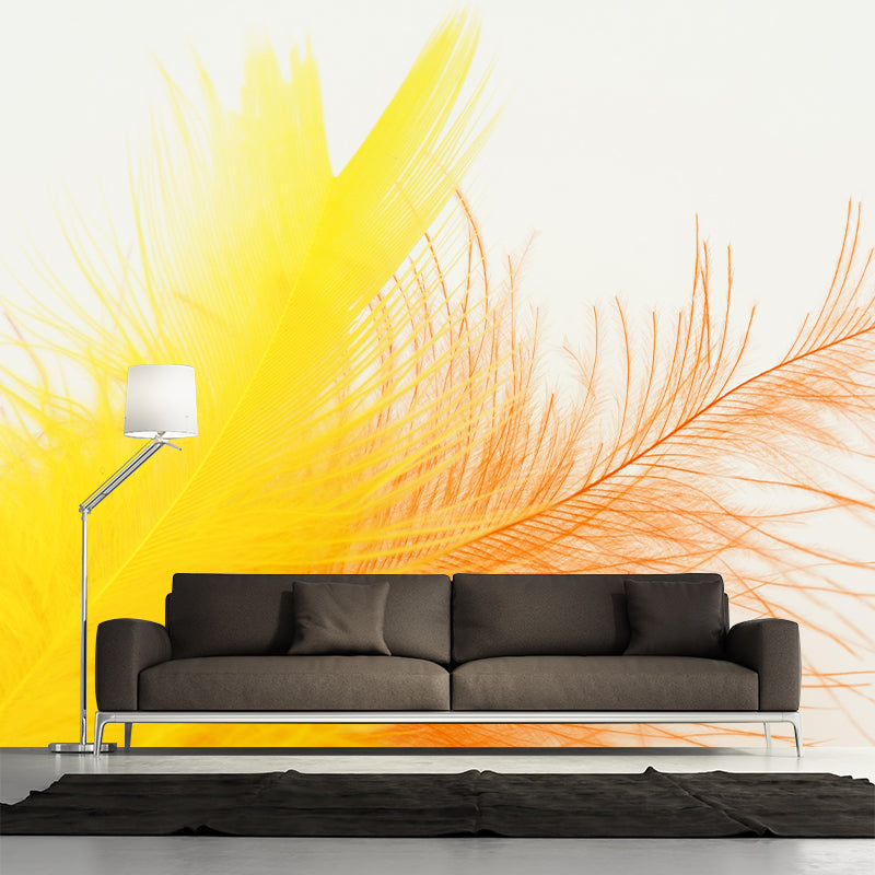 Bird Feather Wall Mural Wallpaper Mildew Resistant Wall Covering for Decoration