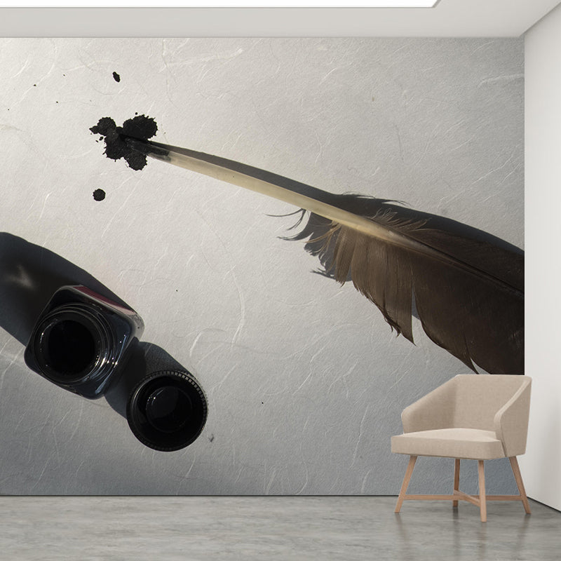 Bird Feather Wall Mural Wallpaper Mildew Resistant Wall Covering for Decoration