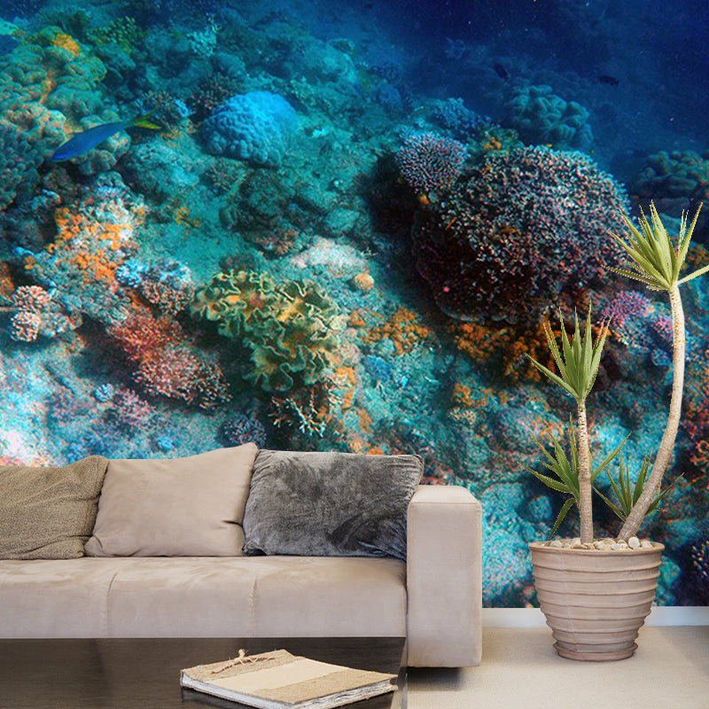 Tropical Seabed Mural Wall Covering Decorative Mildew Resistant for Living Room