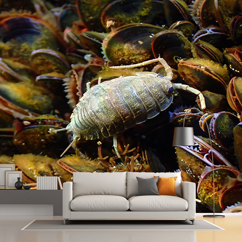 Tropical Underwater Life Mural Wallpaper for Living Room Wall Covering in Soft Color