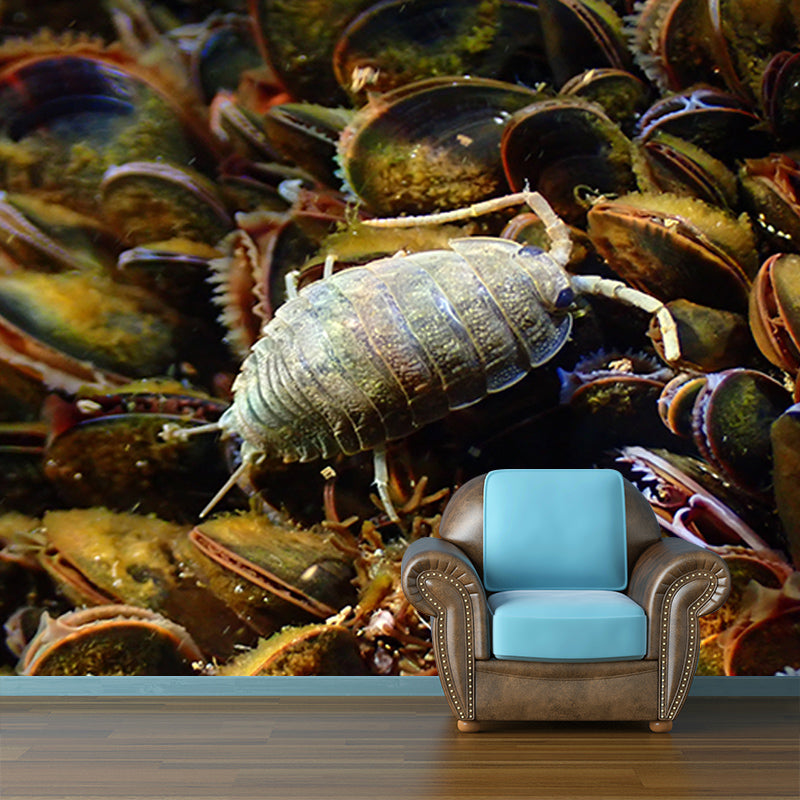 Tropical Underwater Life Mural Wallpaper for Living Room Wall Covering in Soft Color