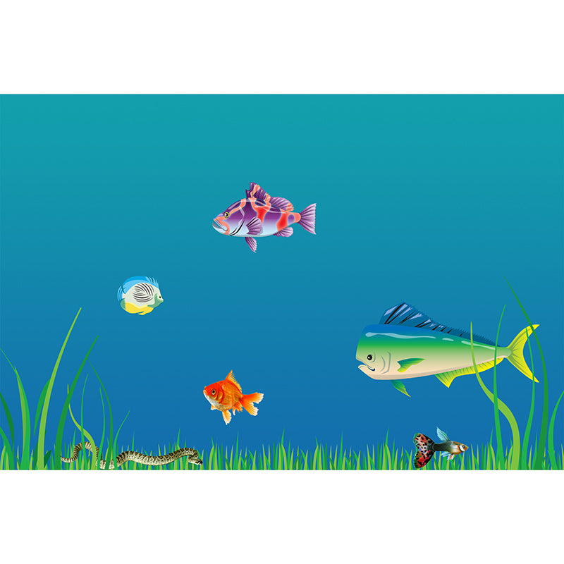 Underwater Creature Illustration Mural Wallpaper for Living Room Wall Covering