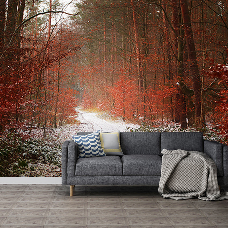 Forest Trees View Mural Moisture Resistant Contemporary Bedroom Wall Covering