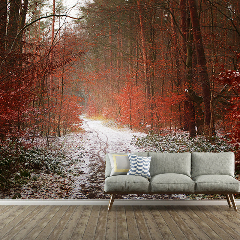 Forest Trees View Mural Moisture Resistant Contemporary Bedroom Wall Covering