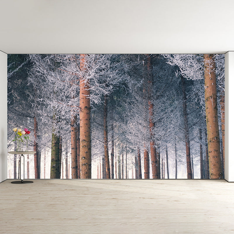 Forest Trees View Mural Moisture Resistant Contemporary Bedroom Wall Covering