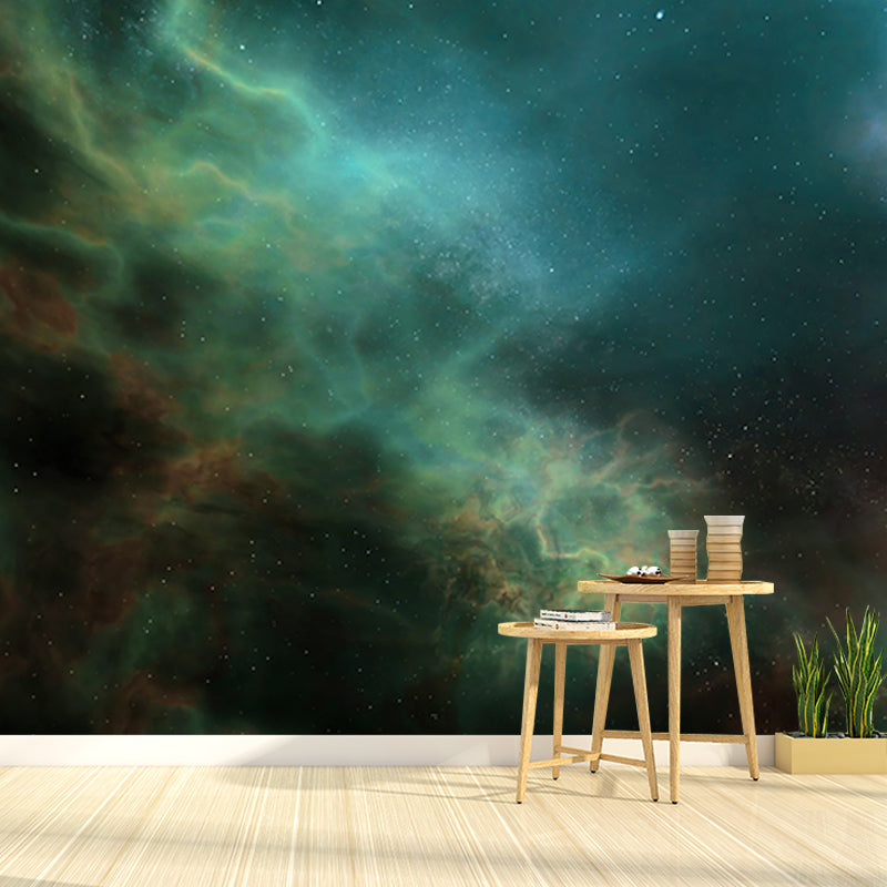 Dark Outer Space Mural Stain-Resistant Wall Decor for Guest Room, Personalized Size