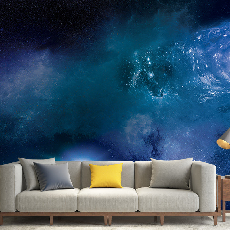 Dark Outer Space Mural Stain-Resistant Wall Decor for Guest Room, Personalized Size