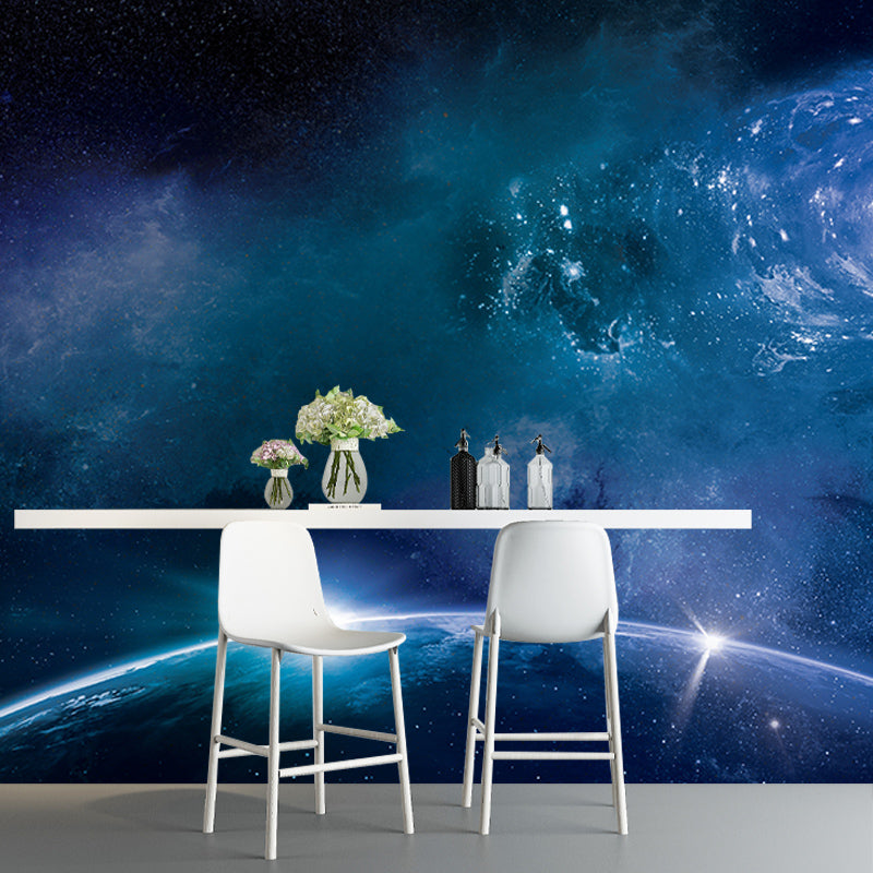 Dark Outer Space Mural Stain-Resistant Wall Decor for Guest Room, Personalized Size