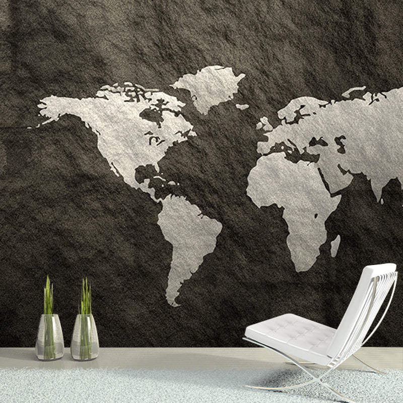 Map Illustration Mural Stain-Resistant Wall Decor for Guest Room, Personalized Size