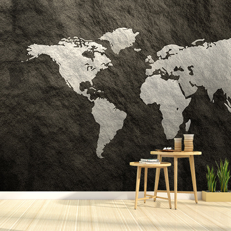 Map Illustration Mural Stain-Resistant Wall Decor for Guest Room, Personalized Size