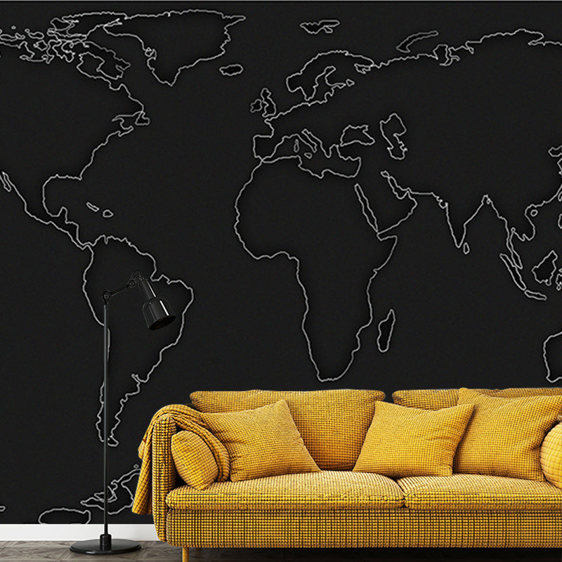 Map Illustration Mural Decal Eco-friendly Wallpaper for Meeting Room Bedroom