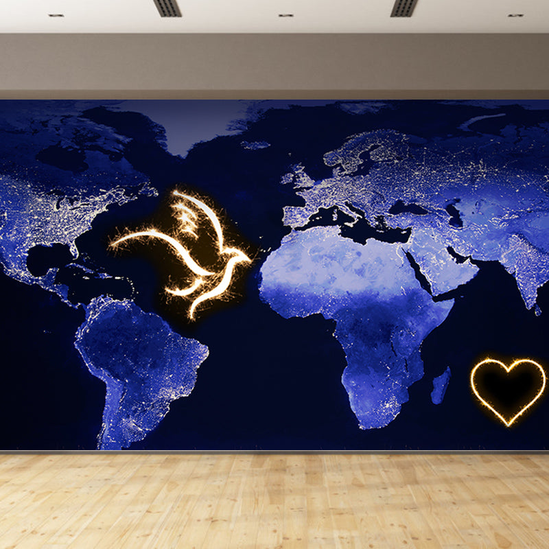 Map Illustration Mural Decal Eco-friendly Wallpaper for Meeting Room Bedroom