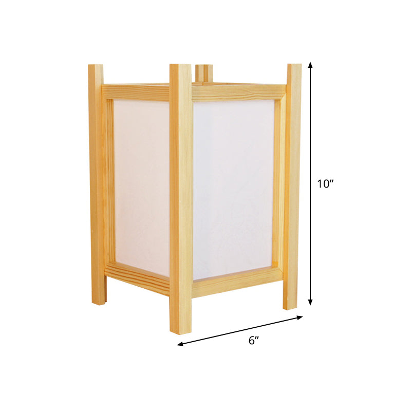 Contemporary 1 Head Desk Light Beige Rectangular Night Table Lamp with Wood Shade