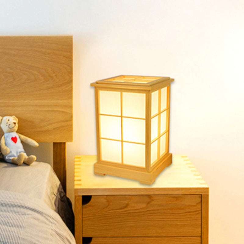 1 lampe de table de tête de tête chinoise Livre de lecture beige léger avec une teinte en bois de maison