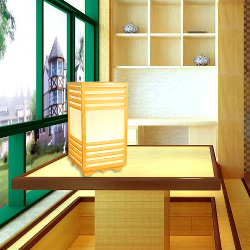 1 Kopf rechteckige Lesen helles zeitgenössisches Holz Nachttischlampe in Beige zum Studium