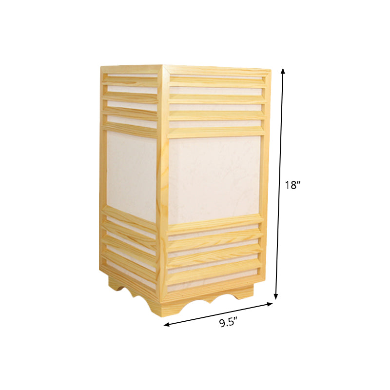 1 Kopf rechteckige Lesen helles zeitgenössisches Holz Nachttischlampe in Beige zum Studium