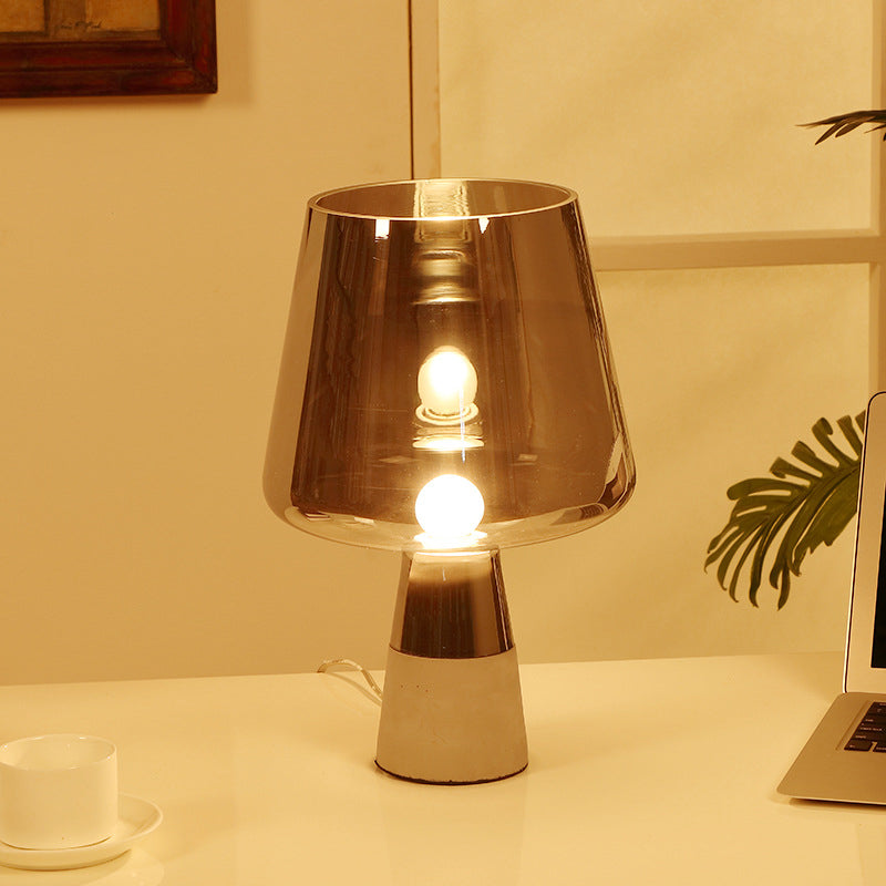 Tapered Shape Task Lighting Modernism Smoke Grey Glass 1 Bulb Dining Room Table Lamp