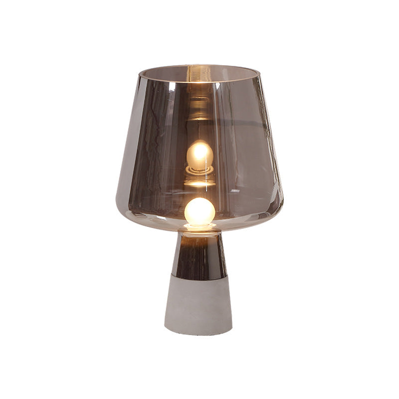 Tapered Shape Task Lighting Modernism Smoke Grey Glass 1 Bulb Dining Room Table Lamp