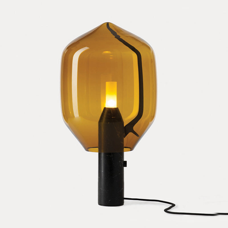 Iluminación de tareas en forma de urna Tan de color bronceado/humo de vidrio gris 1 lámpara de noche de bombilla en negro