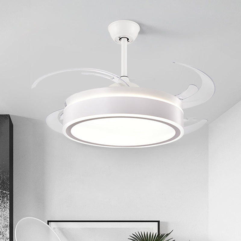 Metal Circular Hanging ventilador de ventilador LED simple Sala de estar semi Flush Light in White/Dark Coffee con 8 cuchillas, 45 "W