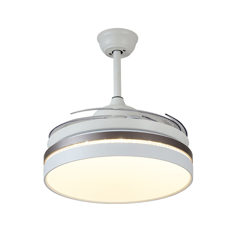 48 "W LED PARTING ILUMING Minimalismo Círculo de metal Semi Flush Monte Luz de techo en blanco para dormitorio, 4 cuchillas