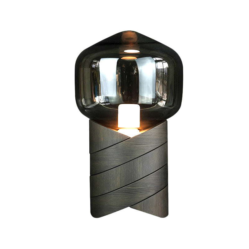 Urne Form Task Leichte moderne graue Glas 1 Glühbirnen -Nachttisch -Lampe mit Harzbasis