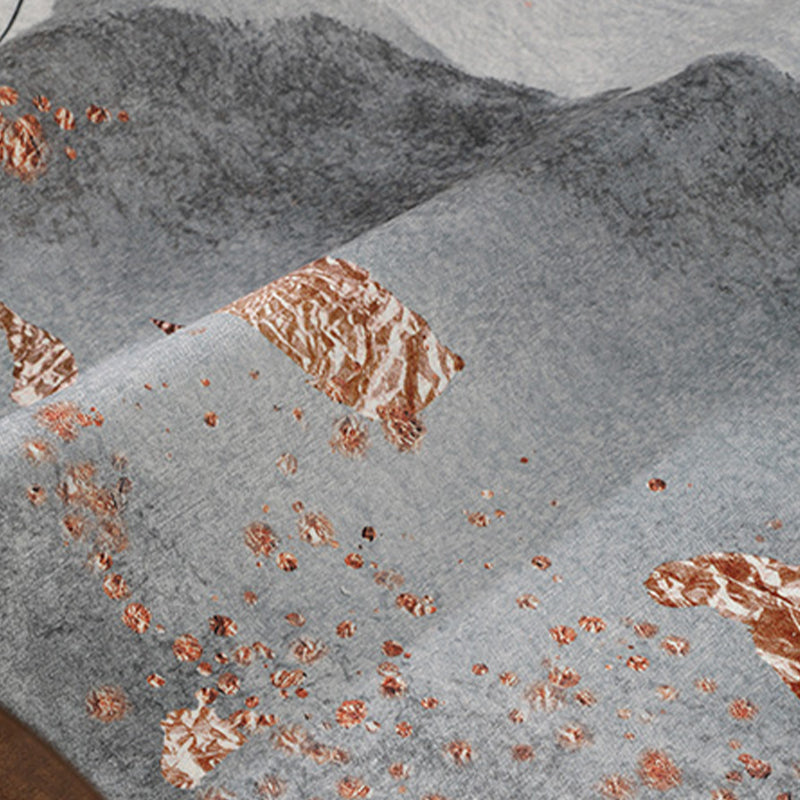 Grey Living Room Carpet Modern Chenille Abstract Pattern Area Rug Stain Resistant Washable Rug