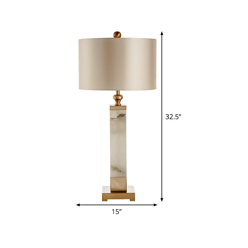 1 tête de salon de bureau lampe de bureau moderne lumière de table en or avec une teinte en tissu cylindrique