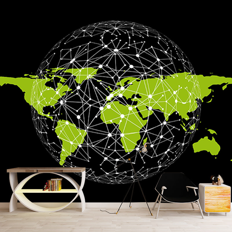 Simple Map Illustration Mural Stain Resistant for Dining Room Wall Decor, Made to Measure