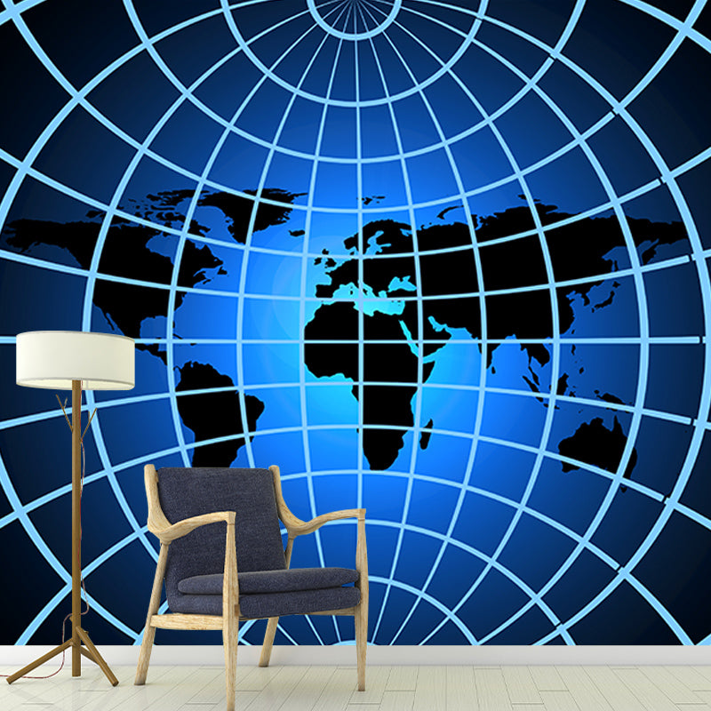 Simple Map Illustration Mural Stain Resistant for Dining Room Wall Decor, Made to Measure