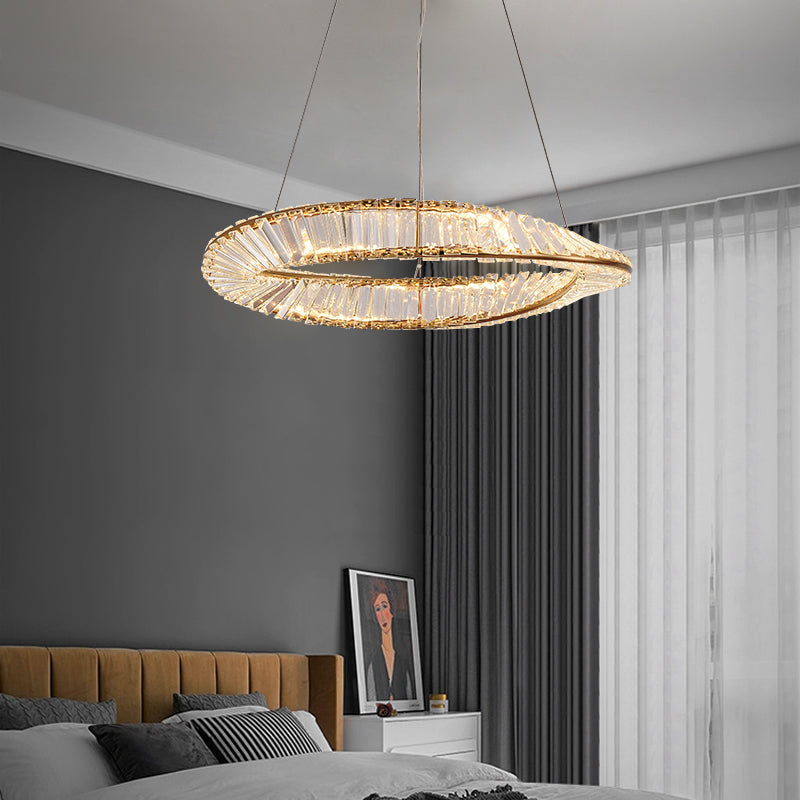 Contemporary Luxury LED Pendant Light Crystal Circular Chandelier for Dining Room
