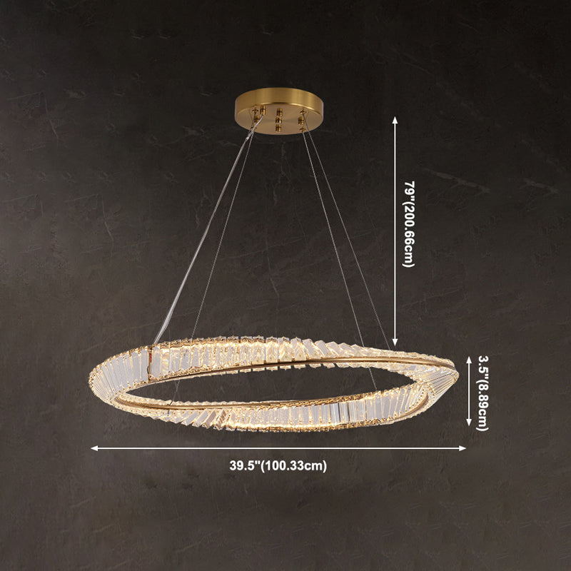 Contemporary Luxury LED Pendant Light Crystal Circular Chandelier for Dining Room