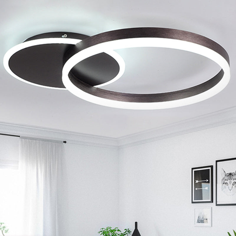 Ringvormige LED-plafondlamp Modern aluminium 2-lichts inbouw voor slaapkamer
