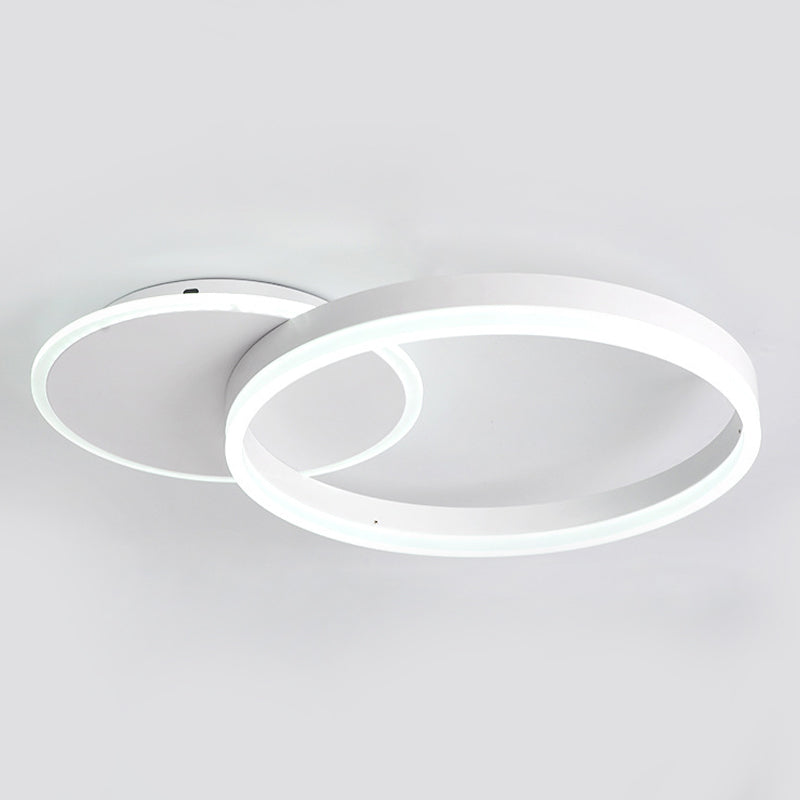 Plafonnier LED en forme d'anneau moderne en aluminium, 2 lumières, montage encastré pour chambre à coucher
