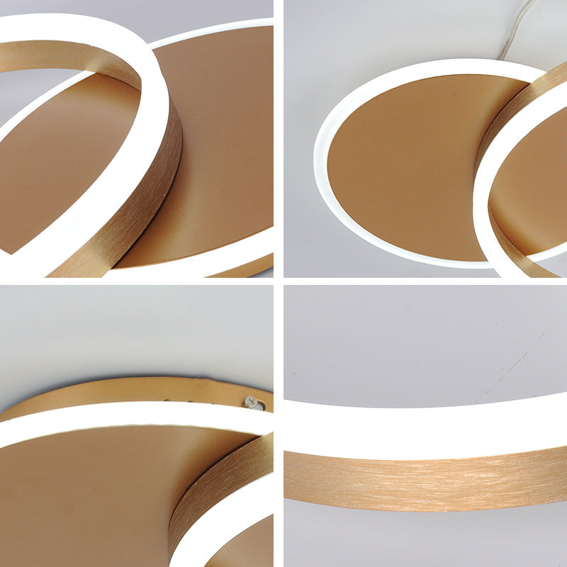 Lámpara de techo LED con forma de anillo, montaje empotrado de 2 luces de aluminio moderno para dormitorio