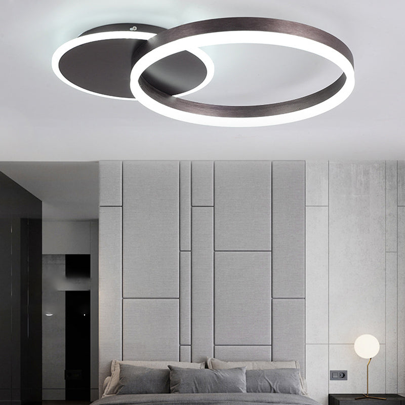 Ringvormige LED-plafondlamp Modern aluminium 2-lichts inbouw voor slaapkamer