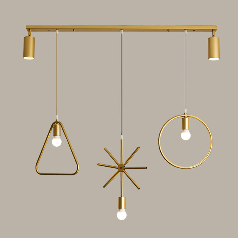 3 Light Cylinder Island Light Modern Metal Island Light Fixture in Gold